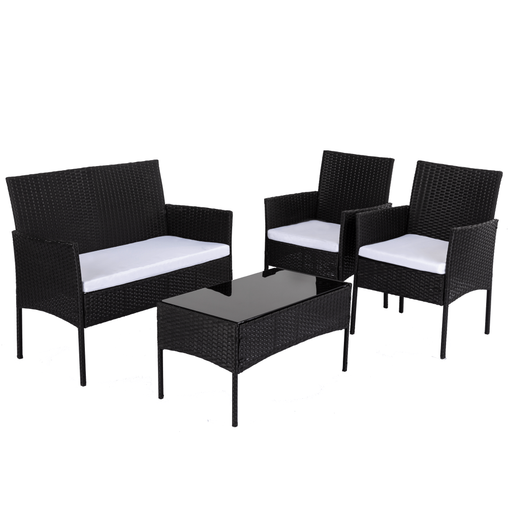 Ville 4-Seater PE Wicker Outdoor Lounge Sofa Set Furniture > Outdoor V264-OTF-521S-BLK-UK Online Furniture