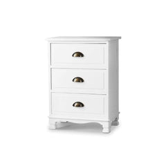 Vintage Bedside Table Chest Storage Cabinet Nightstand White - ozily