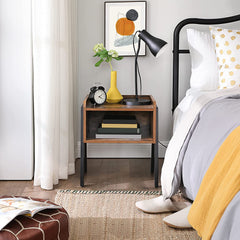 Vintage Nightstand Stackable End Table Wood Look Accent Furniture Metal Frame Furniture > Living Room V178-11949 Online Furniture