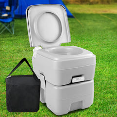 Weisshorn 20L Portable Outdoor Camping Toilet with Carry Bag- Grey - ozily