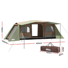 Weisshorn Camping Tent 10 Person Instant Up Tents Outdoor Family Hiking 3 Rooms Outdoor > Camping TENT-D-FAST-10P-BRGN Online Furniture