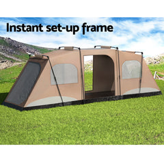 Weisshorn Camping Tent 10 Person Instant Up Tents Outdoor Family Hiking 3 Rooms Outdoor > Camping TENT-D-FAST-10P-BRGN Online Furniture