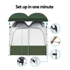 Weisshorn Double Camping Shower Toilet Tent Outdoor Portable Change - ozily