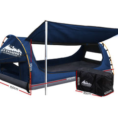 Weisshorn Double Swag Camping Swags Canvas Free Standing Dome Tent Dark Blue - ozily