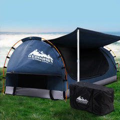 Weisshorn Double Swag Camping Swags Canvas Free Standing Dome Tent Dark Blue - ozily