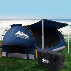Weisshorn Double Swag Camping Swags Canvas Free Standing Dome Tent Dark Blue with 7CM Mattress - ozily