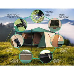 Weisshorn Instant Up Camping Tent 8 Person Pop up Tents Family Hiking Outdoor TENT-C-FAST-D420 Online Furniture