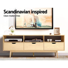 Wooden Scandinavian Entertainment Unit - Natural - 160cm - ozily