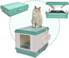 XL Portable Cat Toilet Litter Box Tray Foldable House with Handle and Scoop Green Pet Care > Cat Supplies V278-AT1001-LITTER-TRAY-GREEN Online Furniture