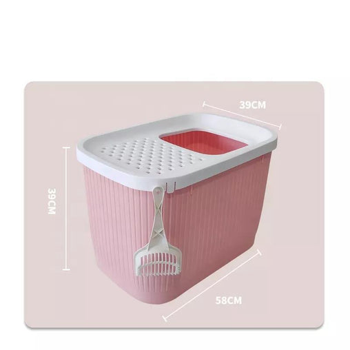 XXL Top Entry Cat Litter Box No Mess Large Enclosed Covered Kitty Tray Pink Pet Care > Cat Supplies V278-AT1007-PINK Online Furniture