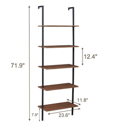 YES4HOMES Industrial Ladder Shelf Wood Wall-Mounted Bookcase Storage Rack Shelves Display Furniture > Living Room V278-M80908Z-STORAGE-RACK Online Furniture