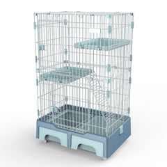 YES4PETS 134 cm Blue Pet 3 Level Cat Cage House With Litter Tray And Storage Box Pet Care > Cat Supplies V278-MC-2-2-BLUE Online Furniture