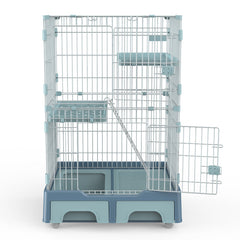 YES4PETS 134 cm Blue Pet 3 Level Cat Cage House With Litter Tray And Storage Box Pet Care > Cat Supplies V278-MC-2-2-BLUE Online Furniture