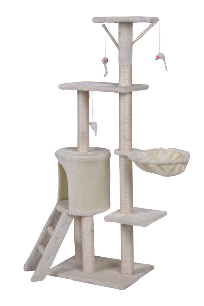 YES4PETS 138cm Cat Scratching Post Tree Post House Tower with Ladder-Beige Pet Care > Cat Supplies V278-CT138-BEIGE Online Furniture