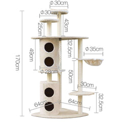 YES4PETS 170cm XL Multi Level Cat Scratching Post Tree Post House Tower-Beige Pet Care > Cat Supplies V278-CT170-CAT-FL05A-BEIGE Online Furniture