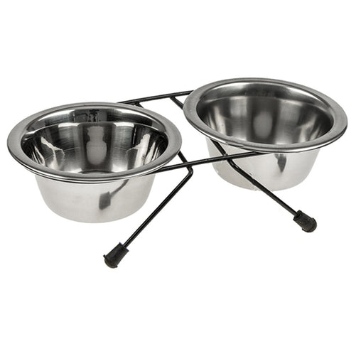 YES4PETS 2 x Sets Small Portable Dog Cat Steel Pet Bowl Water Bowls Feeder Pet Care > Dog Supplies V278-2-X-61438-DOUBLE--BOWL-S Online Furniture