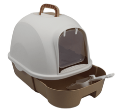 YES4PETS Large Hooded Cat Toilet Litter Box Tray House With Drawer and Scoop Little Brown Pet Care > Cat Supplies V278-MSP-009T-LITTLE-BROWN Online Furniture