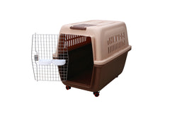 YES4PETS Large Plastic Kennels Pet Carrier Dog Cat Cage Crate With Handle and Wheel Brown Pet Care > Dog Supplies V278-HKX-0004-BROWN Online Furniture