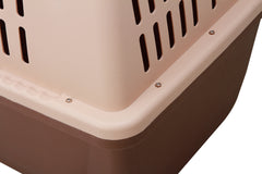 YES4PETS Large Plastic Kennels Pet Carrier Dog Cat Cage Crate With Handle and Wheel Brown Pet Care > Dog Supplies V278-HKX-0004-BROWN Online Furniture