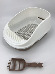 YES4PETS Large Portable Cat Toilet Litter Box Tray with Scoop and Grid Tray Brown Pet Care > Cat Supplies V278-MSP-004-BROWN-W-ZW-0001 Online Furniture