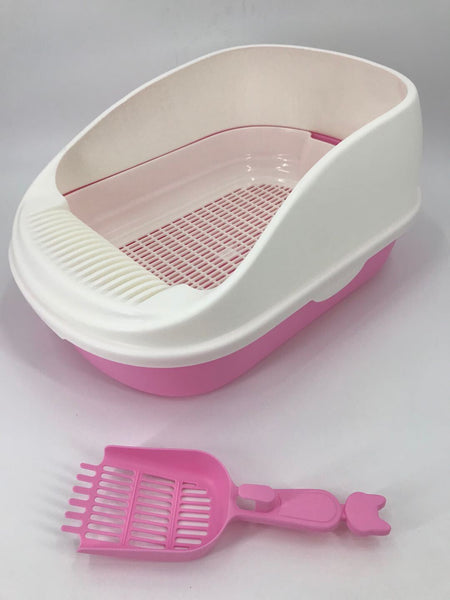 YES4PETS Large Portable Cat Toilet Litter Box Tray with Scoop and Grid Tray Pink Pet Care > Cat Supplies V278-MSP-004-PINK-W-ZW-0001 Online Furniture