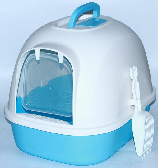 YES4PETS Portable Hooded Cat Toilet Litter Box Tray House with Handle and Scoop Blue Pet Care > Cat Supplies V278-MSP-0009-BLUE Online Furniture